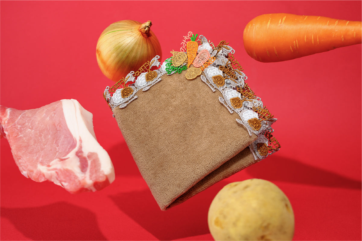 即完売・新品！近沢レースハンカチ　カレーライス＆ナポリタン＆ピザ　3枚セット いまにも美味しそうな香りが漂ってきそう「ライスカレー」