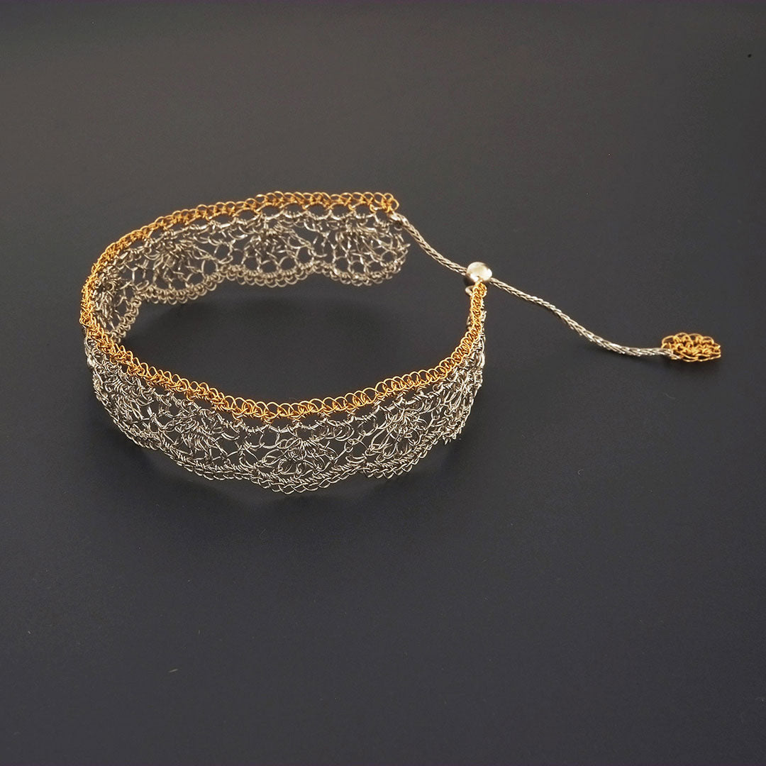 Matsu Bracelet （シルバー×ゴールド）Takahashi Naomi - Crochet with Wire -