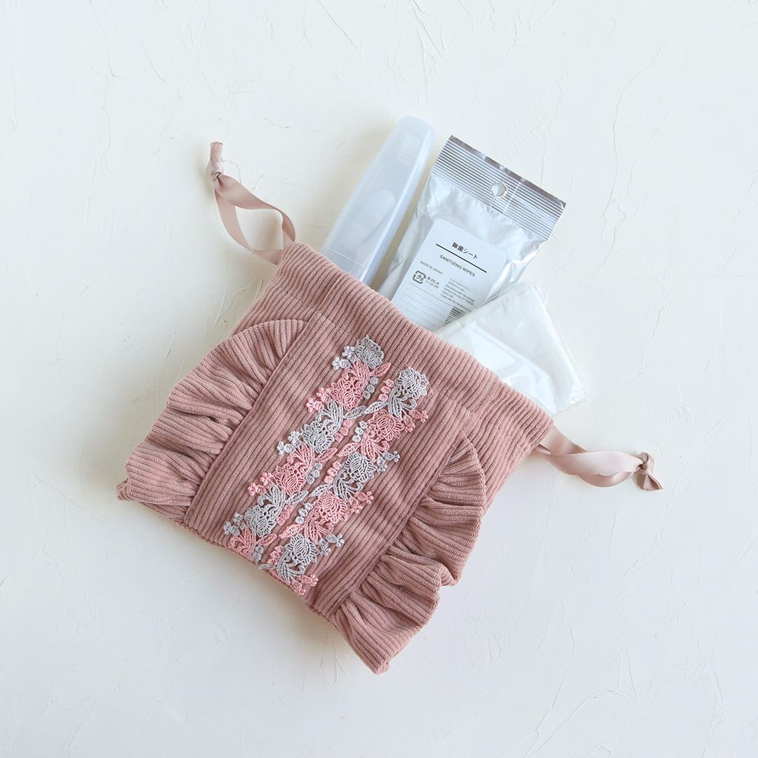 オンライン限定】巾着/ローズヒップ（ピンク） | 横浜元町 近沢レース店