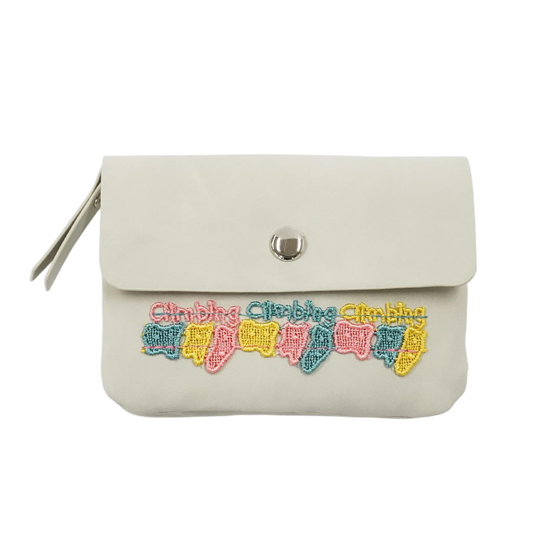 ミニポーチ／ボルダリング（ダークグレー×ピンク） | 横浜元町 近沢