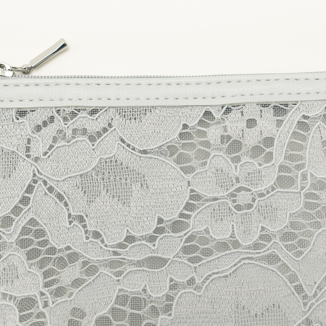 ブルーメン小物/マチ付ポーチS（グレー） | 横浜元町 近沢レース店