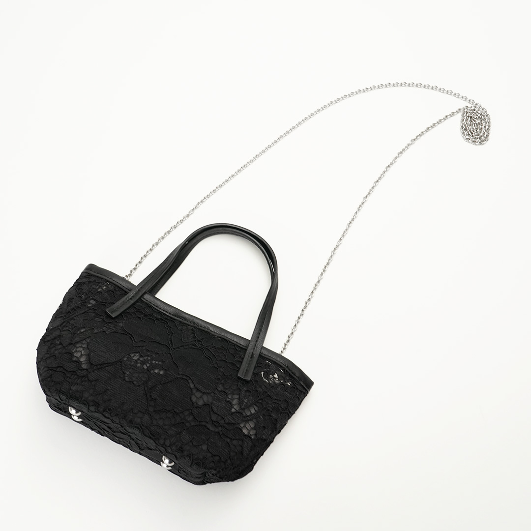 ブルーメン小物/マイクロトート（ブラック） | 横浜元町 近沢レース店