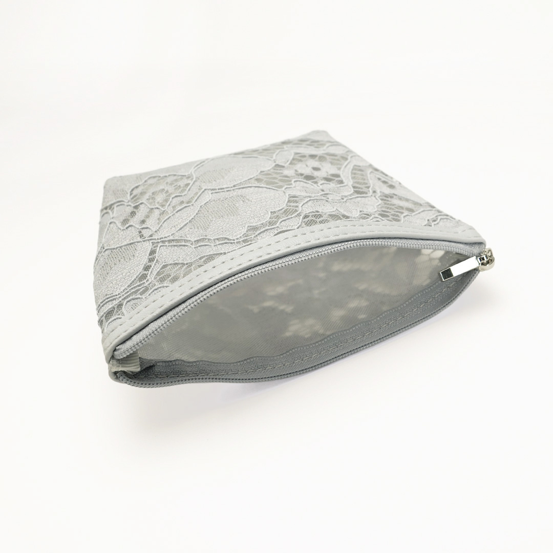 ブルーメン小物/マチ付ポーチS（グレー） | 横浜元町 近沢レース店