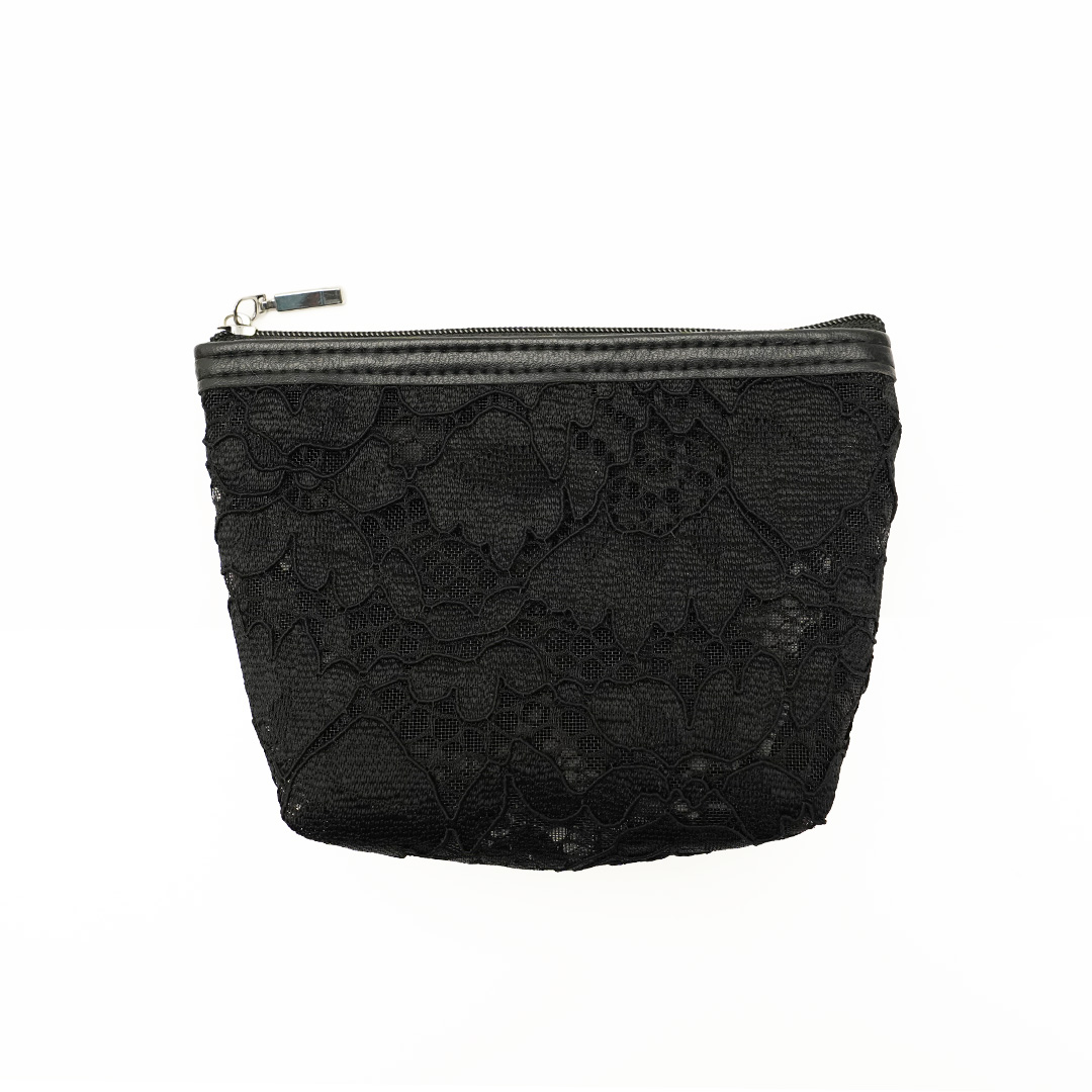ブルーメン小物/マチ付ポーチS（ブラック） | 横浜元町 近沢レース店