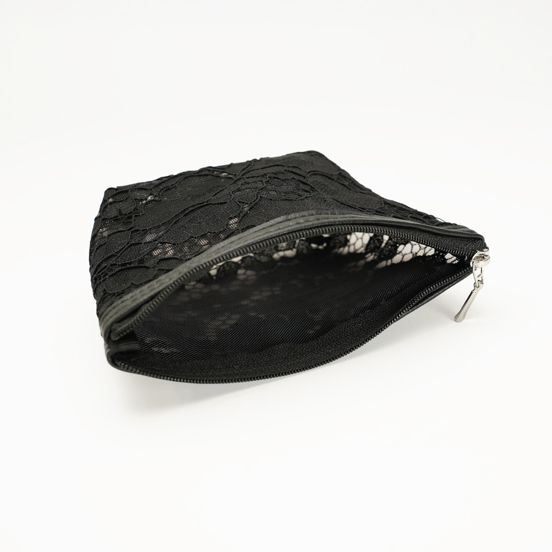 ブルーメン小物/マチ付ポーチS（ブラック） | 横浜元町 近沢レース店