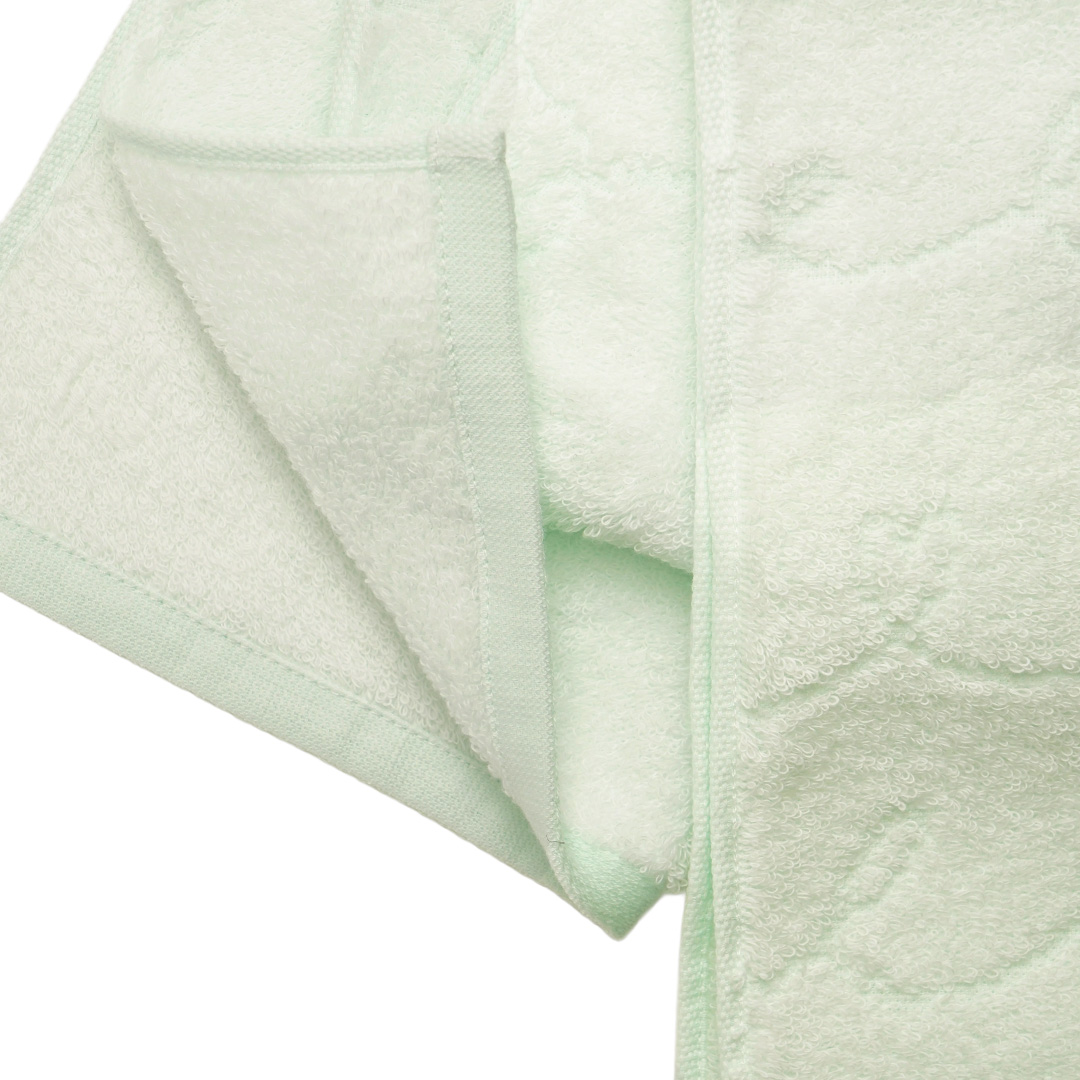 フェイスタオル／花花（グリーン×パープル） | 横浜元町 近沢レース店